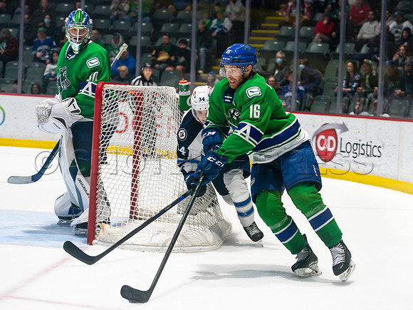 Wed, March 16, 2022 Abbotsford Canucks make an epic comeback to take a 5-4 win in OT against the Manitoba Moose in Abbotsford, BC