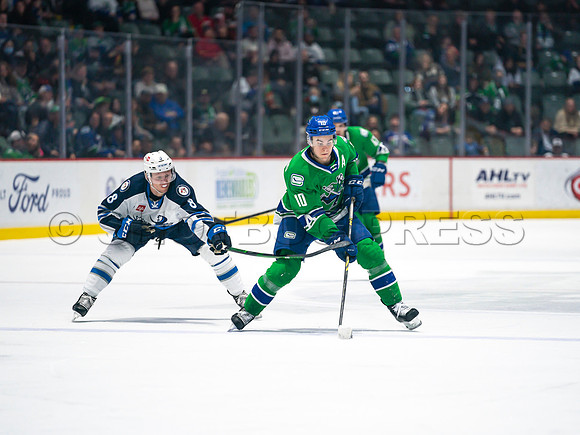 Wed, March 16, 2022 Abbotsford Canucks make an epic comeback to take a 5-4 win in OT against the Manitoba Moose in Abbotsford, BC