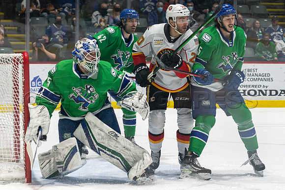 Sun, Feb 27, 2022 Abbotsford Canucks crush Stockton Flames 6-2 at Abbotsford Event Centre.