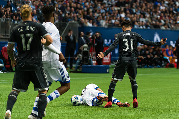 March 4/2018 Vancouver Whitecaps win 2018 season opener at BC Place Stadium in Vancouver against the Montreal Impact 2 to 1.