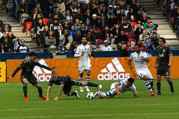 March 4/2018 Vancouver Whitecaps win 2018 season opener at BC Place Stadium in Vancouver against the Montreal Impact 2 to 1.