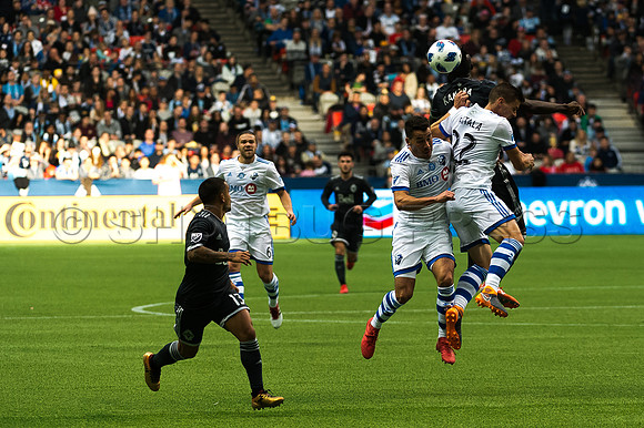 March 4/2018 Vancouver Whitecaps win 2018 season opener at BC Place Stadium in Vancouver against the Montreal Impact 2 to 1.