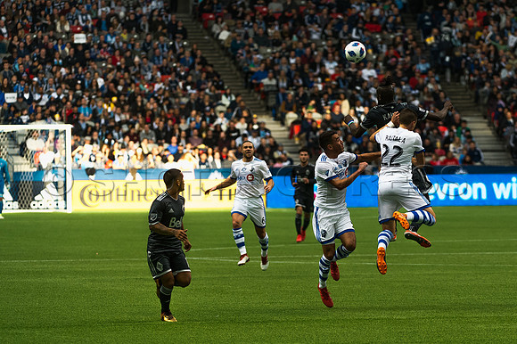 March 4/2018 Vancouver Whitecaps win 2018 season opener at BC Place Stadium in Vancouver against the Montreal Impact 2 to 1.