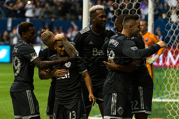 March 4/2018 Vancouver Whitecaps win 2018 season opener at BC Place Stadium in Vancouver against the Montreal Impact 2 to 1.