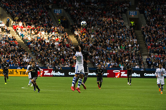 March 4/2018 Vancouver Whitecaps win 2018 season opener at BC Place Stadium in Vancouver against the Montreal Impact 2 to 1.