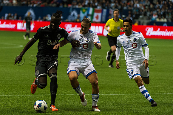 March 4/2018 Vancouver Whitecaps win 2018 season opener at BC Place Stadium in Vancouver against the Montreal Impact 2 to 1.