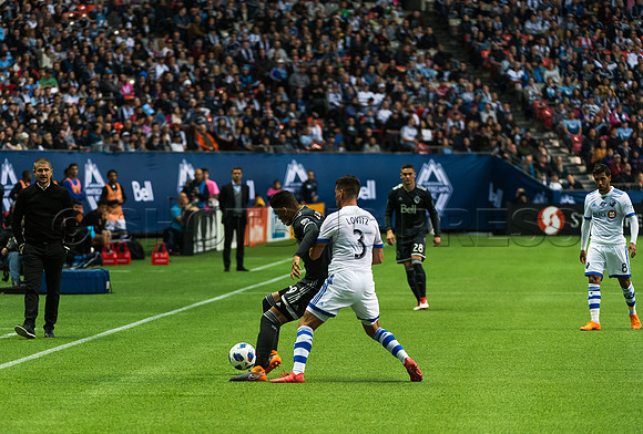 March 4/2018 Vancouver Whitecaps win 2018 season opener at BC Place Stadium in Vancouver against the Montreal Impact 2 to 1.