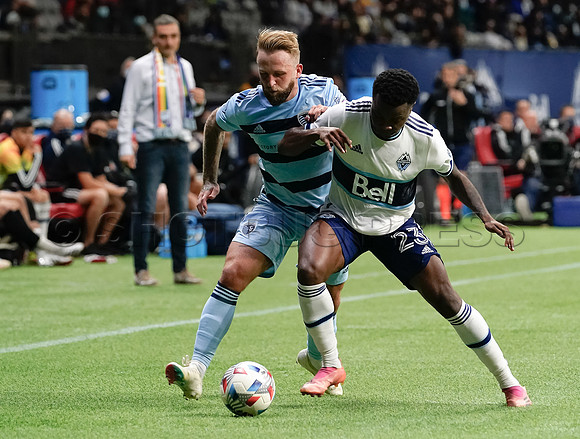 Whitecaps FC take a 2-1 win over Sporting Kansas City, October 17, 2021 at BC Place in Vancouver, BC. Vancouver is 1 point away from  a playoff position.