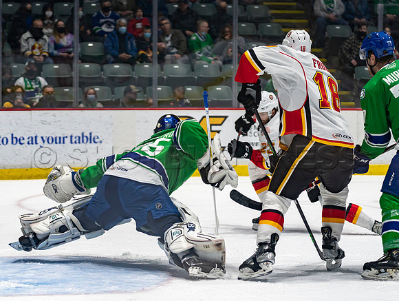 Sun, Feb 27, 2022 Abbotsford Canucks crush Stockton Flames 6-2 at Abbotsford Event Centre.