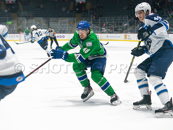 Wed, March 16, 2022 Abbotsford Canucks make an epic comeback to take a 5-4 win in OT against the Manitoba Moose in Abbotsford, BC