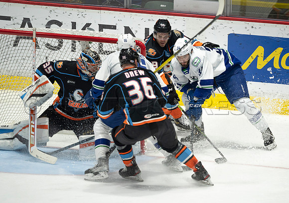 Abbotsford Canucks defeat San Diego Gulls 4-2 on Sunday, Jan 23, 2022 at Abbotsford Centre.