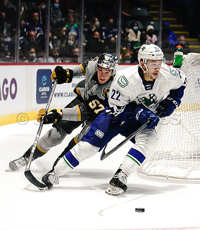 Abbotsford Canucks take a 3-2 seasons opener win in overtime over Henderson Silver Knights in Abbotsford, Friday, October 23, 2021