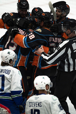 Abbotsford Canucks defeat San Diego Gulls 4-2 on Sunday, Jan 23, 2022 at Abbotsford Centre.