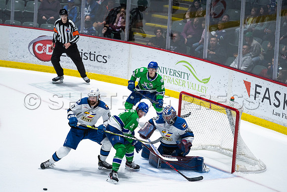 Sun, March 13, 2022 Abbotsford Canucks take Colorado Eagles 5–4 in OT at Abbotsford Event Centre in Abbotsford, BC