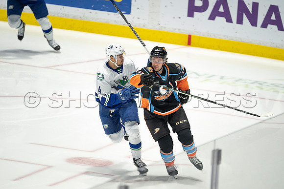 Abbotsford Canucks defeat San Diego Gulls 4-2 on Sunday, Jan 23, 2022 at Abbotsford Centre.