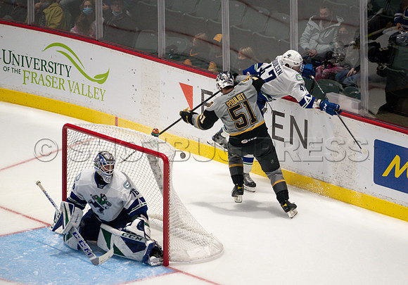 Abbotsford Canucks take a 2-0 win over Henderson Silver Knights in Abbotsford, Sunday, October 24, 2021.