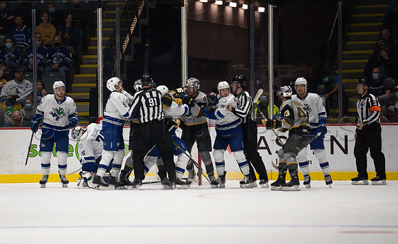 Abbotsford Canucks take a 2-0 win over Henderson Silver Knights in Abbotsford, Sunday, October 24, 2021.