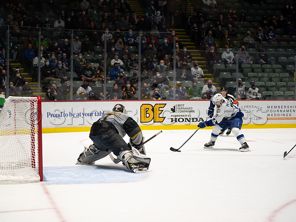 Abbotsford Canucks take a 2-0 win over Henderson Silver Knights in Abbotsford, Sunday, October 24, 2021.