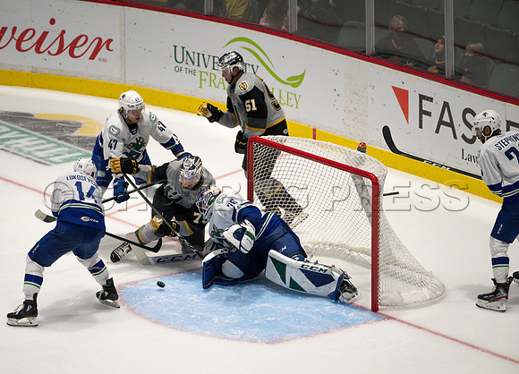 Abbotsford Canucks take a 2-0 win over Henderson Silver Knights in Abbotsford, Sunday, October 24, 2021.
