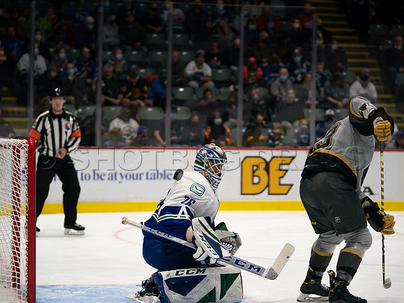 Abbotsford Canucks take a 2-0 win over Henderson Silver Knights in Abbotsford, Sunday, October 24, 2021.