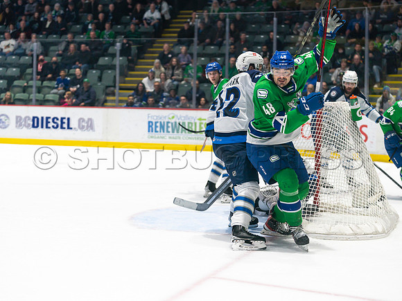Wed, March 16, 2022 Abbotsford Canucks make an epic comeback to take a 5-4 win in OT against the Manitoba Moose in Abbotsford, BC