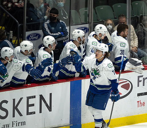 Abbotsford Canucks defeat San Diego Gulls 4-2 on Sunday, Jan 23, 2022 at Abbotsford Centre.