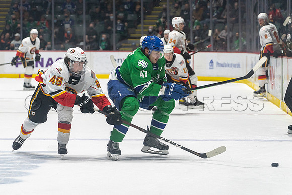 Sun, Feb 27, 2022 Abbotsford Canucks crush Stockton Flames 6-2 at Abbotsford Event Centre.