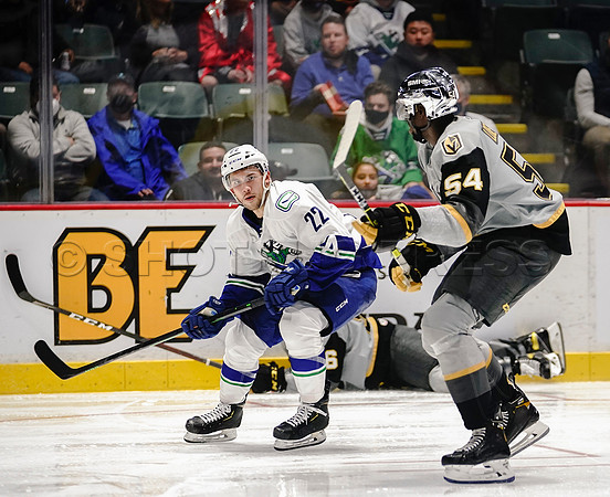 Abbotsford Canucks take a 3-2 seasons opener win in overtime over Henderson Silver Knights in Abbotsford, Friday, October 23, 2021