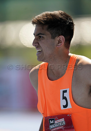 Joey Daniels of Berlin Athletics wins the Senior Men's 110 Metre Hurdle with a time of 13.96 at the Canadian Track and Field Championships in Langley, BC Canada, 26 Jun 2022