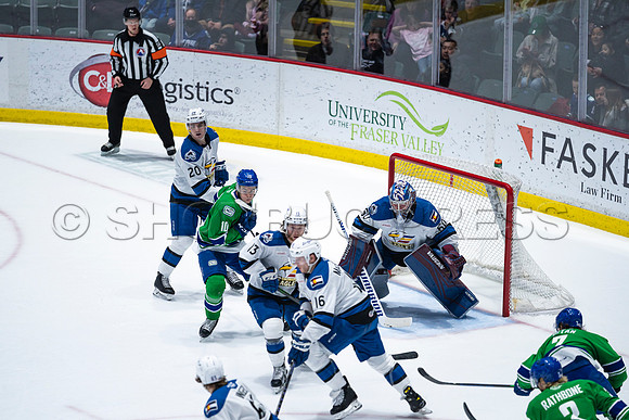 Sun, March 13, 2022 Abbotsford Canucks take Colorado Eagles 5–4 in OT at Abbotsford Event Centre in Abbotsford, BC