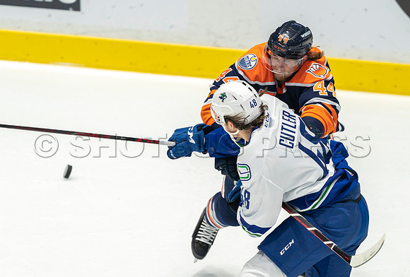 Abbotsford Canucks shutout by the Edmonton Oilers Farm Team, The Bakersfield Condors, Sunday, Jan 9, 2022 at Abbotsford Centre