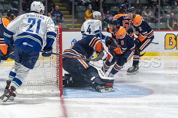 Abbotsford Canucks shutout by the Edmonton Oilers Farm Team, The Bakersfield Condors, Sunday, Jan 9, 2022 at Abbotsford Centre