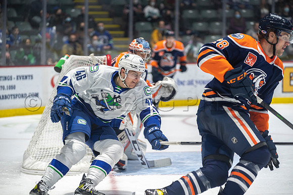 Abbotsford Canucks shutout by the Edmonton Oilers Farm Team, The Bakersfield Condors, Sunday, Jan 9, 2022 at Abbotsford Centre