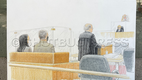 ARTIST RENDITION of Meng Wanzhou extradition hearing in Vancouver August 11.2021