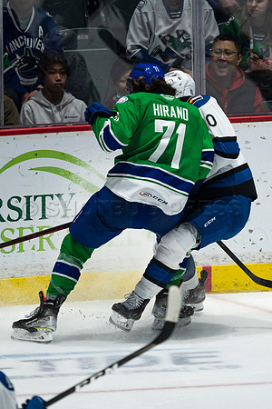 Sun, March 13, 2022 Abbotsford Canucks take Colorado Eagles 5–4 in OT at Abbotsford Event Centre in Abbotsford, BC