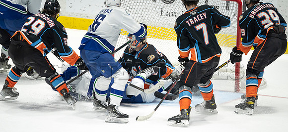 Abbotsford Canucks defeat San Diego Gulls 4-2 on Sunday, Jan 23, 2022 at Abbotsford Centre.