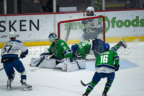 Sun, March 13, 2022 Abbotsford Canucks take Colorado Eagles 5–4 in OT at Abbotsford Event Centre in Abbotsford, BC
