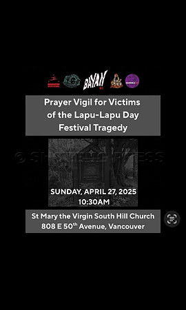April 27, 2025 Prayer Vigil for victims of the Lapu-Lapu Day Festival Tragedy in Vancouver, BC, Canada