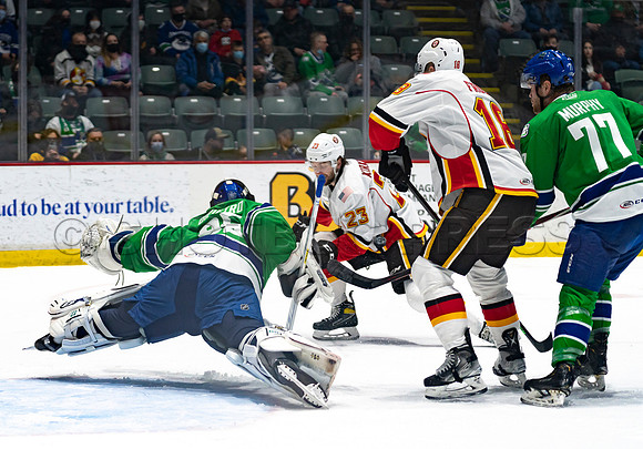 Sun, Feb 27, 2022 Abbotsford Canucks crush Stockton Flames 6-2 at Abbotsford Event Centre.
