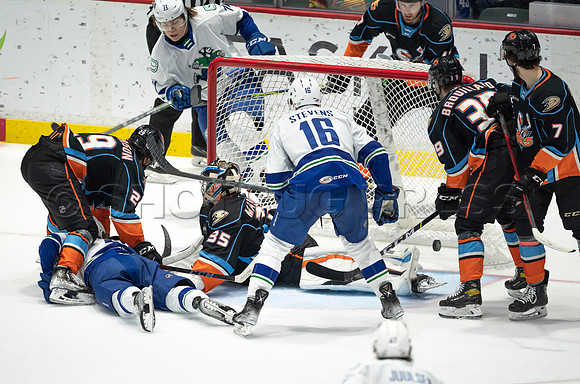 Abbotsford Canucks defeat San Diego Gulls 4-2 on Sunday, Jan 23, 2022 at Abbotsford Centre.