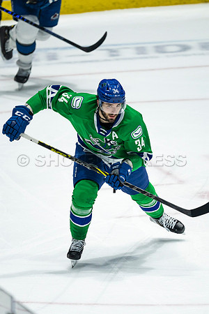 Sun, March 13, 2022 Abbotsford Canucks take Colorado Eagles 5–4 in OT at Abbotsford Event Centre in Abbotsford, BC
