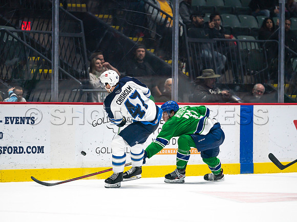 Wed, March 16, 2022 Abbotsford Canucks make an epic comeback to take a 5-4 win in OT against the Manitoba Moose in Abbotsford, BC