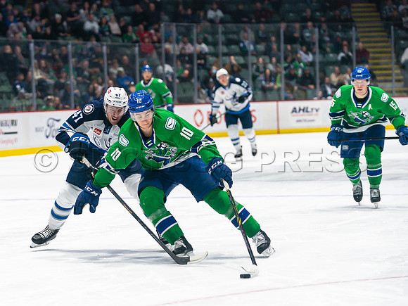 Wed, March 16, 2022 Abbotsford Canucks make an epic comeback to take a 5-4 win in OT against the Manitoba Moose in Abbotsford, BC