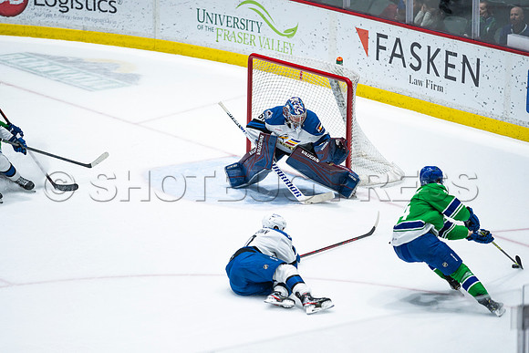 Sun, March 13, 2022 Abbotsford Canucks take Colorado Eagles 5–4 in OT at Abbotsford Event Centre in Abbotsford, BC