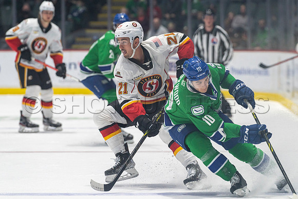 Sun, Feb 27, 2022 Abbotsford Canucks crush Stockton Flames 6-2 at Abbotsford Event Centre.