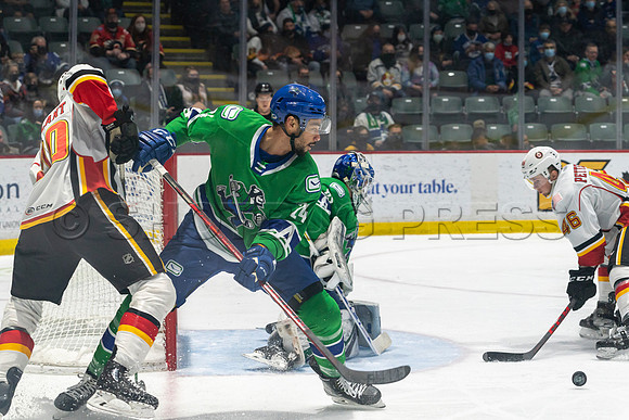 Sun, Feb 27, 2022 Abbotsford Canucks crush Stockton Flames 6-2 at Abbotsford Event Centre.