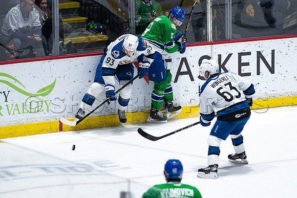 Sun, March 13, 2022 Abbotsford Canucks take Colorado Eagles 5–4 in OT at Abbotsford Event Centre in Abbotsford, BC