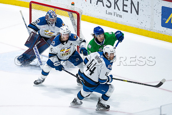 Sun, March 13, 2022 Abbotsford Canucks take Colorado Eagles 5–4 in OT at Abbotsford Event Centre in Abbotsford, BC