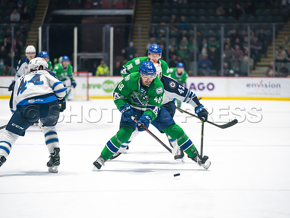 Wed, March 16, 2022 Abbotsford Canucks make an epic comeback to take a 5-4 win in OT against the Manitoba Moose in Abbotsford, BC