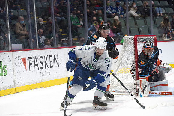 Abbotsford Canucks defeat San Diego Gulls 4-2 on Sunday, Jan 23, 2022 at Abbotsford Centre.